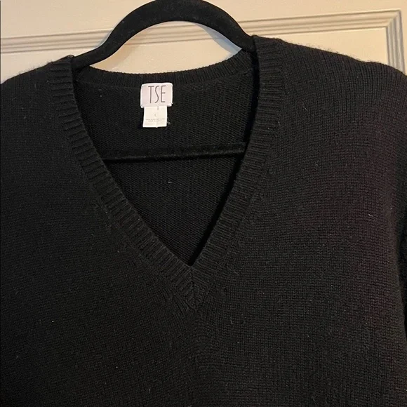 TSE Women's Classic Black V-Neck Sweater - Picture 2 of 6